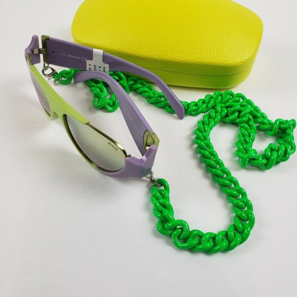 Emilio Pucci Sunglasses Bright Mirrored Shades with Chain Summer Spring $435 - Picture 7 of 12